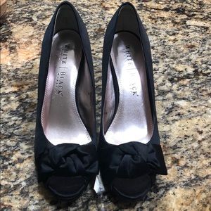 White House Black Market satin peep toe heels